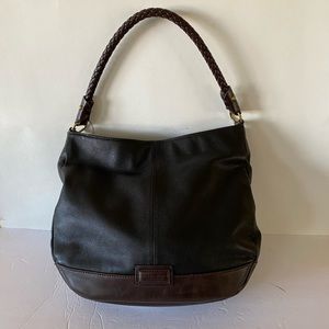 Tignanello Black Brown Leather Shoulder Bag Purse